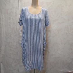 VESTIDO RAYA CON BOLSILLOY MANGA CORTA TLINO