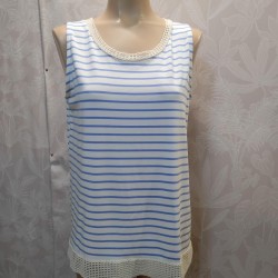 BLUSA RAYAS SIN MANGA PASAMANERIA CUELLO Y BAJO