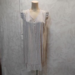 VESTIDO ESMERELADA RAYAS SIN MANGA CON VOLANTE