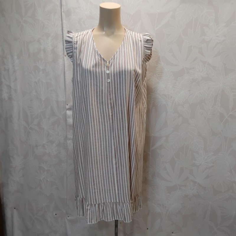 VESTIDO ESMERELADA RAYAS SIN MANGA CON VOLANTE
