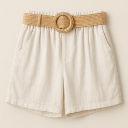 PANTALON LISO CORTO CON CINTURON