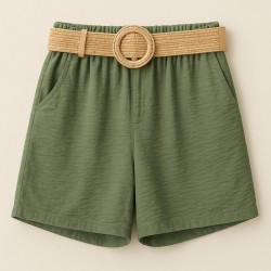 PANTALON LISO CORTO CON CINTURON