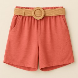 PANTALON LISO CORTO CON CINTURON