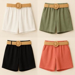 PANTALON LISO CORTO CON CINTURON