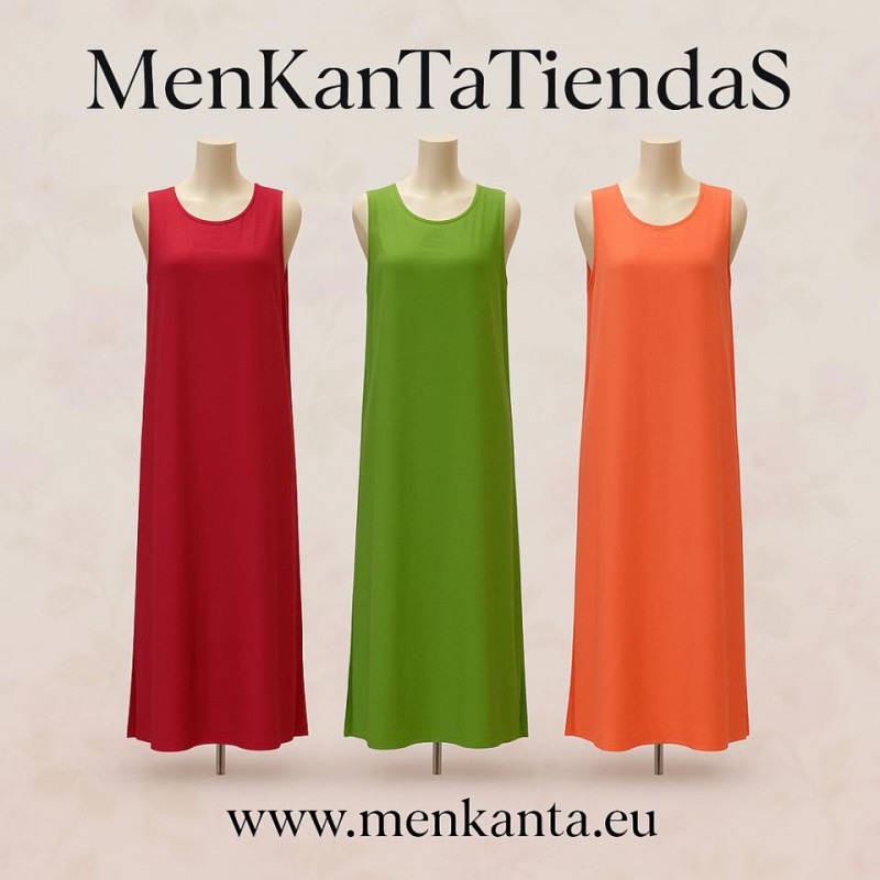 VESTIDO SIN MANGA LARGO  ALTEA COLOR LISO