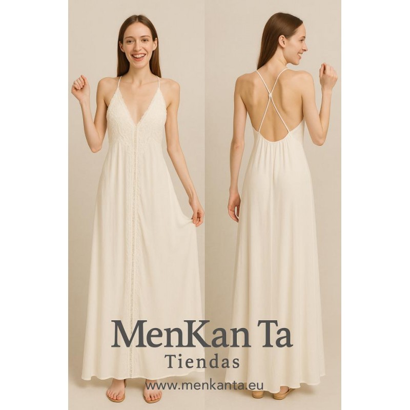 VESTIDO FAYRUZ LARGO COGIDO CUELLO ESPELADA LARGO