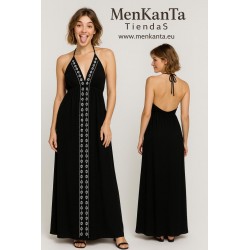 VESTIDO FAYRUZ LARGO COGIDO CUELLO ESPELADA LARGO