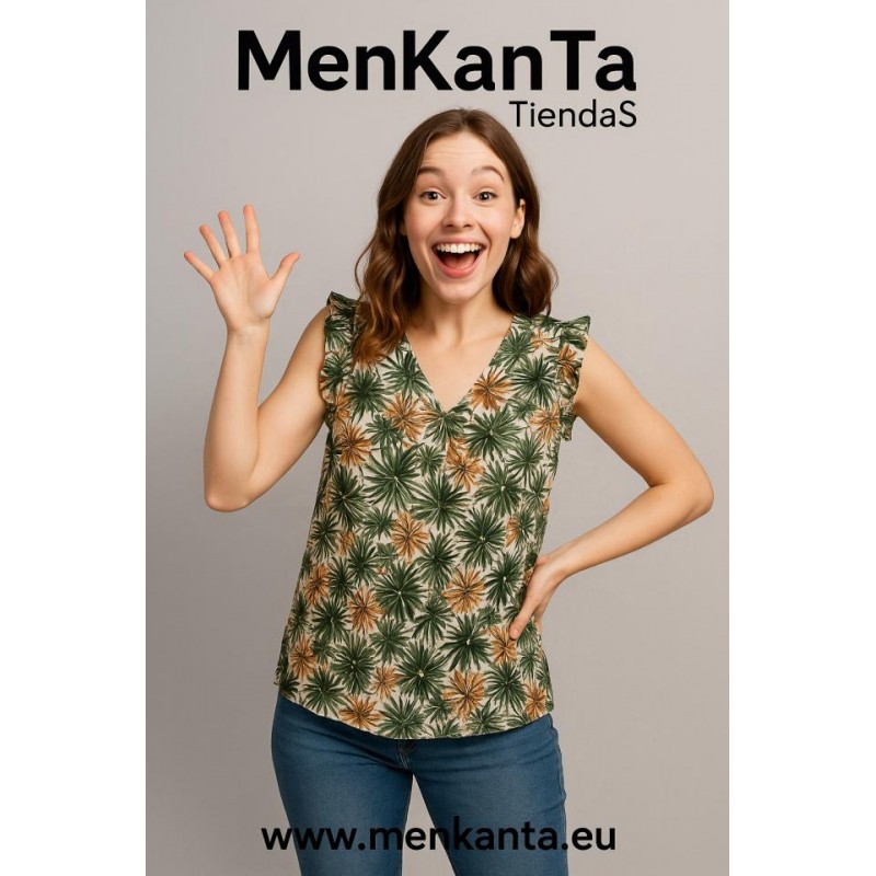 BLUSA FAIZA SIN MANGA VOLANTE