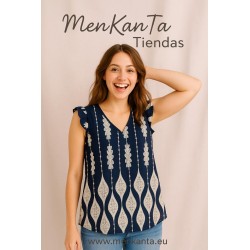BLUSA SAFA SIN MANGA VOLANTE