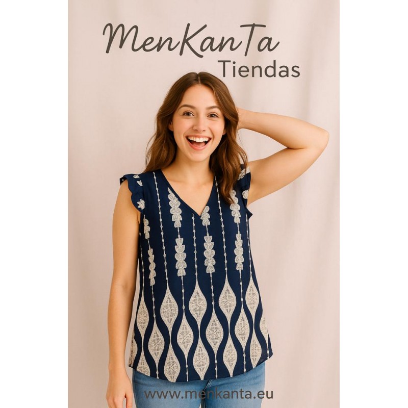 BLUSA SAFA SIN MANGA VOLANTE