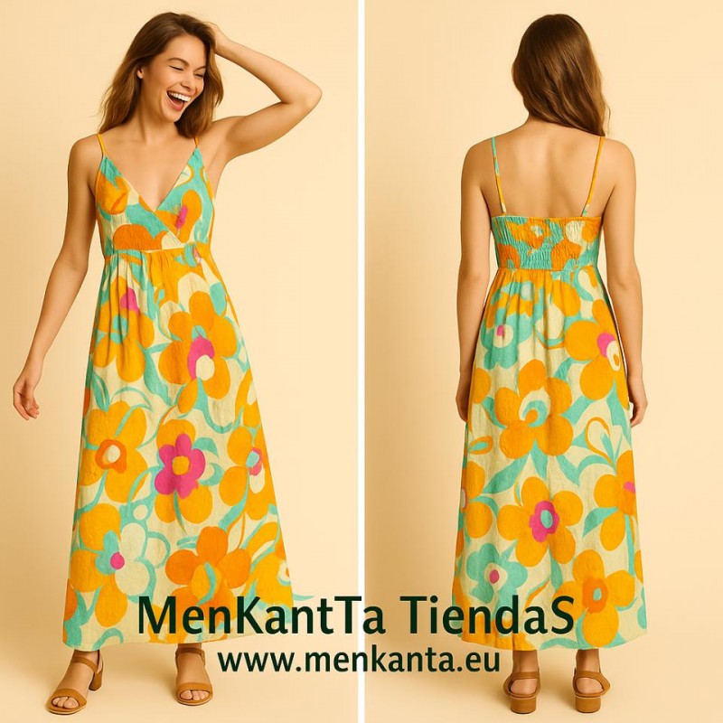 VESTIDO LIZARA TIRANTE FINO NIDO ABEJA ESPALDA