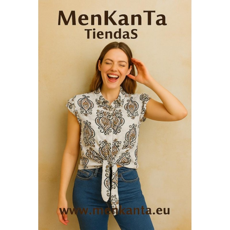 CAMISA GABRIELA MANGA CORTA Y LAZO