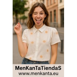 CAMISA MARGARITAS BORDADA SIN MANGA