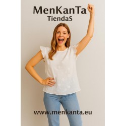 BLUSA FLORES BORDADA SIN MANGA VOLANTE