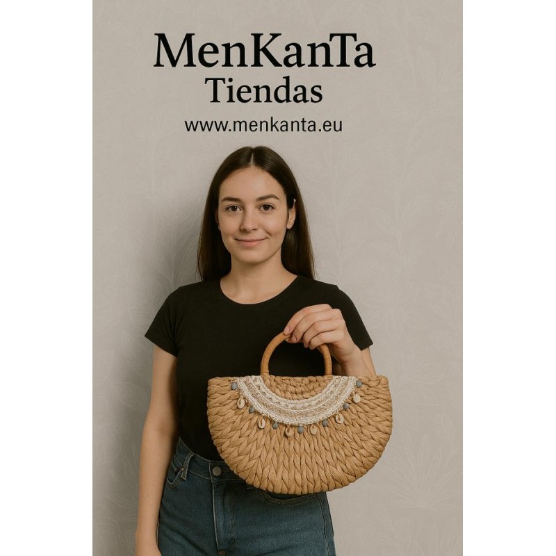 BOLSO TIPO CAPAZA CON DECORACION CARACOLAS