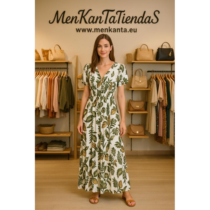 VESTIDO MIDI PAU CRUZADO PECNO MANGA CORTA 
