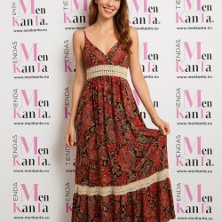 VESTIDO ETNICO MILA LARGO CON TIRANTES