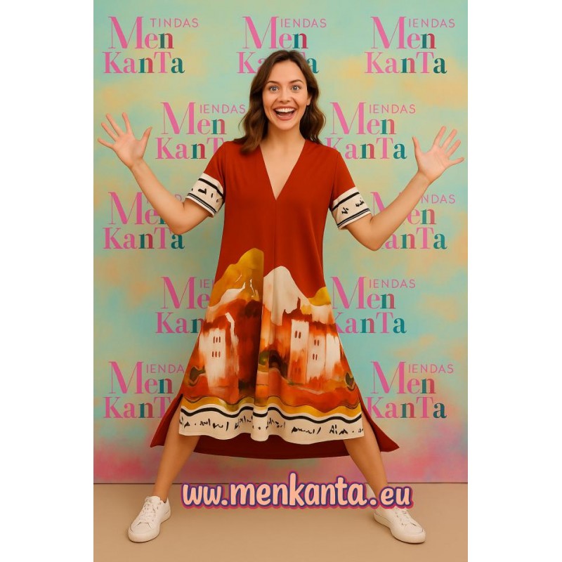 VESTIDO EDU LARGO MANGA CORTA