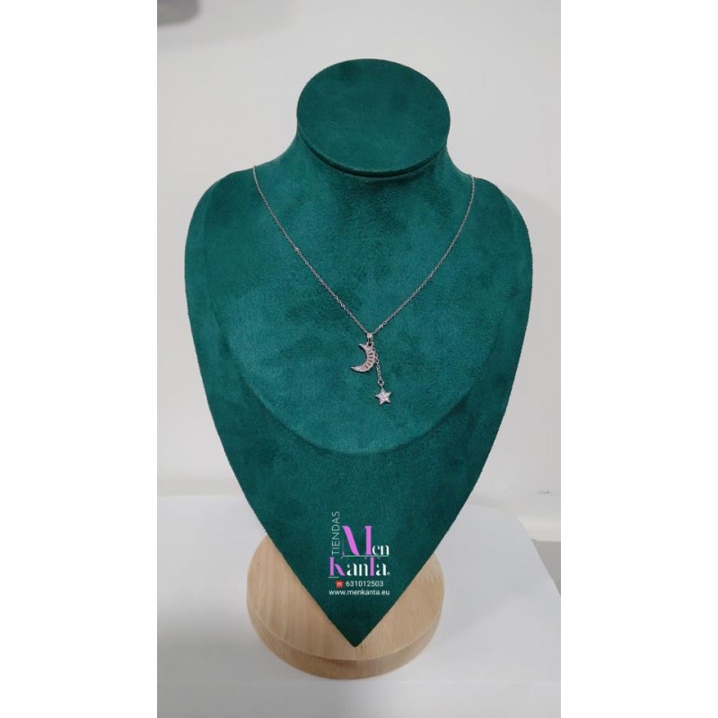 COLGANTE MEDIA LIUNA Y ESTRELLA CRISTAL PLATEADO