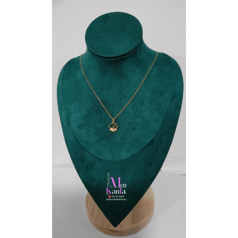 COLGANTE COLA BALLENA EN CIRCULO DORADO