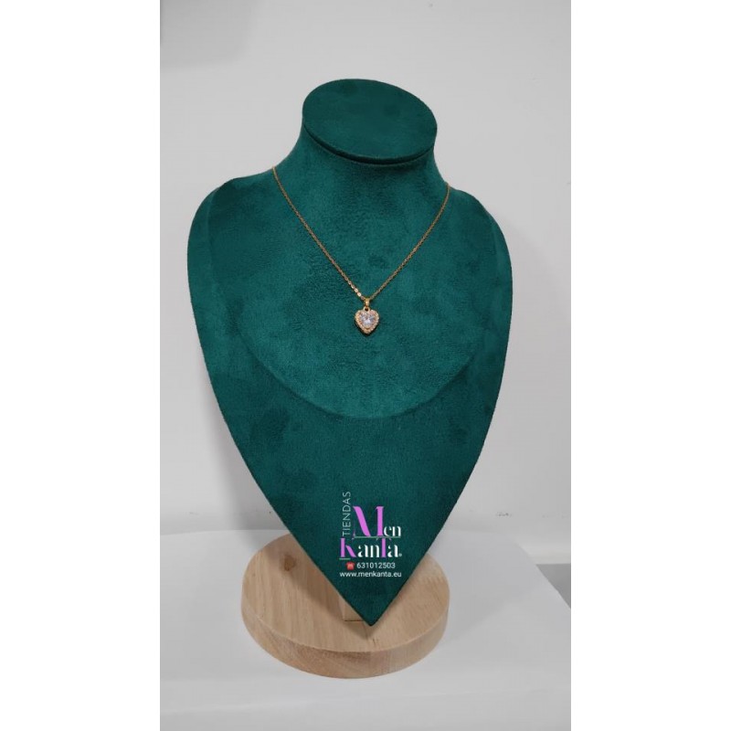 COLGANTE CORAZON CRISTAL BLANCO DORADO