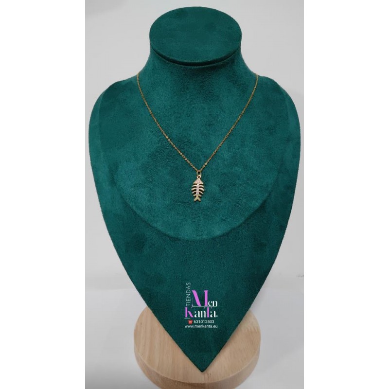 COLGANTE RASPA PEZ CRISTAL BLANCO DORADO 