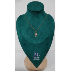 COLGANTE RASPA PEZ CRISTAL BLANCO DORADO 