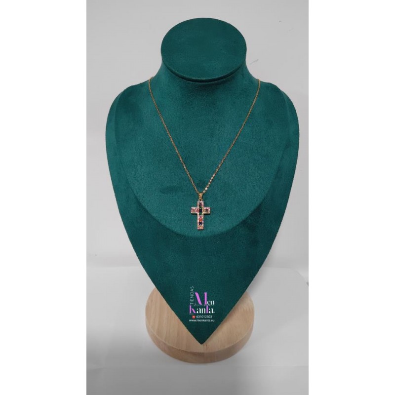 COLGANTE CRUZ CRISTAL COLOR  DORADO 