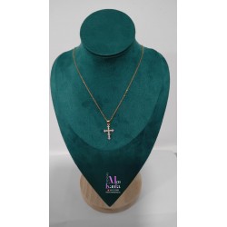 COLGANTE CRUZ CRISTAL BLANCO DORADO 