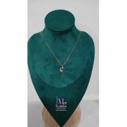 COLGANTE MEDIA LUNA Y SOL CRISTAL BLANCO DORADO 