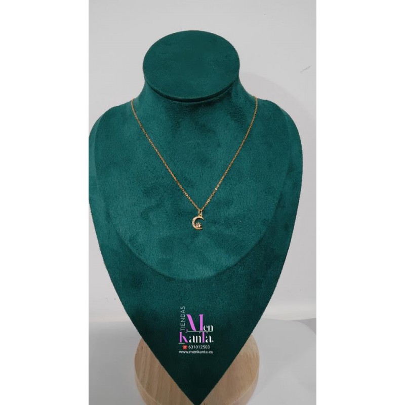 COLGANTE MEDIA LUNA Y SOL CRISTAL BLANCO DORADO 