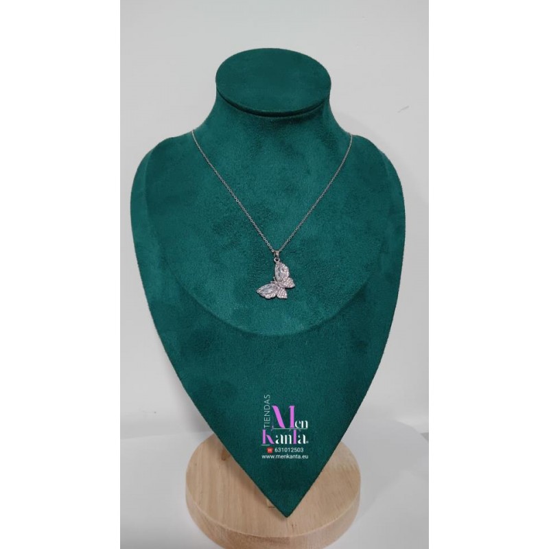 COLGANTE MARIPOSA CRISTAL BLANCO PLATEADA