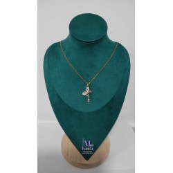 COLGANTE MARIPOSA CON CRUZ CRISTAL DORADO