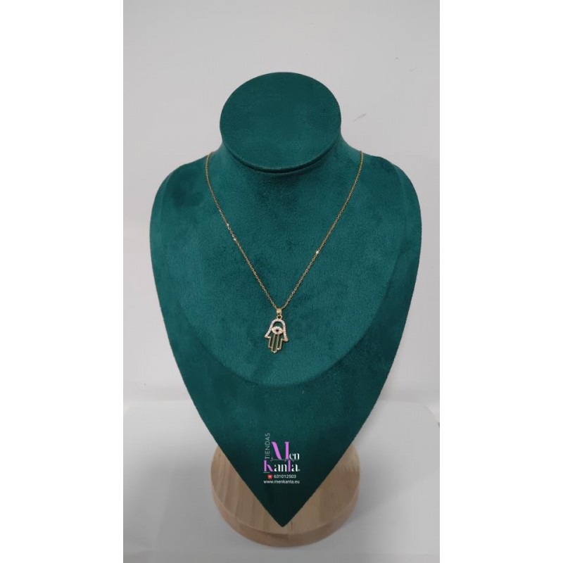 COLGANTE MANO DE FATIMA CRISTAL DORADO