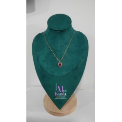 COLGANTE CORAZON CRISTAL ROJO DORADO