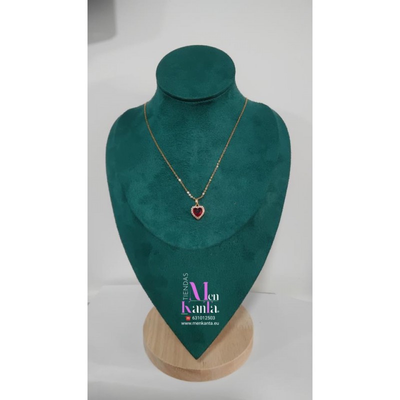 COLGANTE CORAZON CRISTAL ROJO DORADO