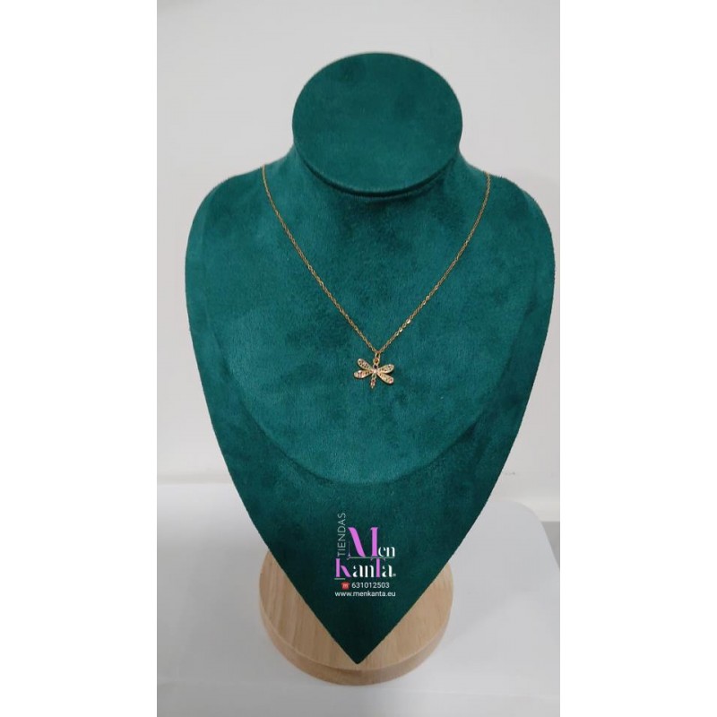 COLGANTE LIBELULA PIEDRA COLOR DORADO