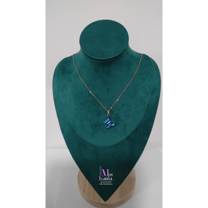 COLGANTE MARIPOSA CRISTAL AZUL  DORADO