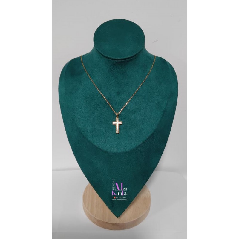 COLGANTE CRUZ CON NACAR  DORADA