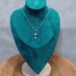 COLGANTE CRUZ CRISTAL COLOR ACERO PLATA