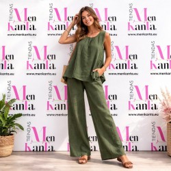 CONJUNTO GRETA BLUSA SIN MANGA Y PANTALON 