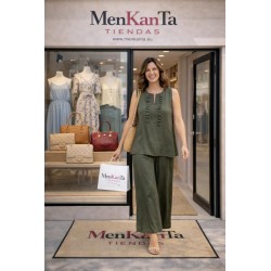 CONJUNTO JULIA BLUSA SIN MANGA BORLONES PECHO 