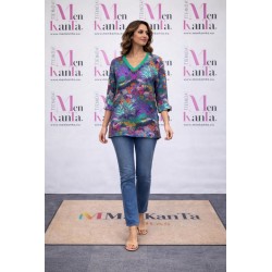 BLUSA NATURALEZA CUELLO PICO MANGA CORTA