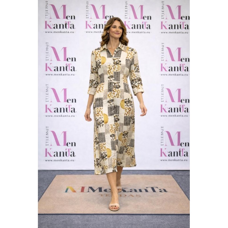 VESTIDO CAMISERO ROMANCE LARGO MANGA LARGA