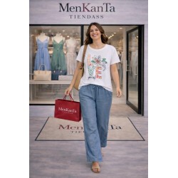 PANTALON LISO CON ELASTICO CINTURA Y CORDON 