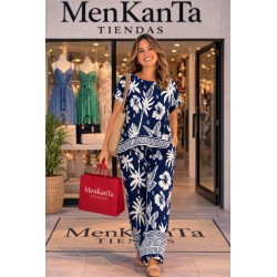 CONJUNTO TROPICAL BLUSA Y PANTALON 