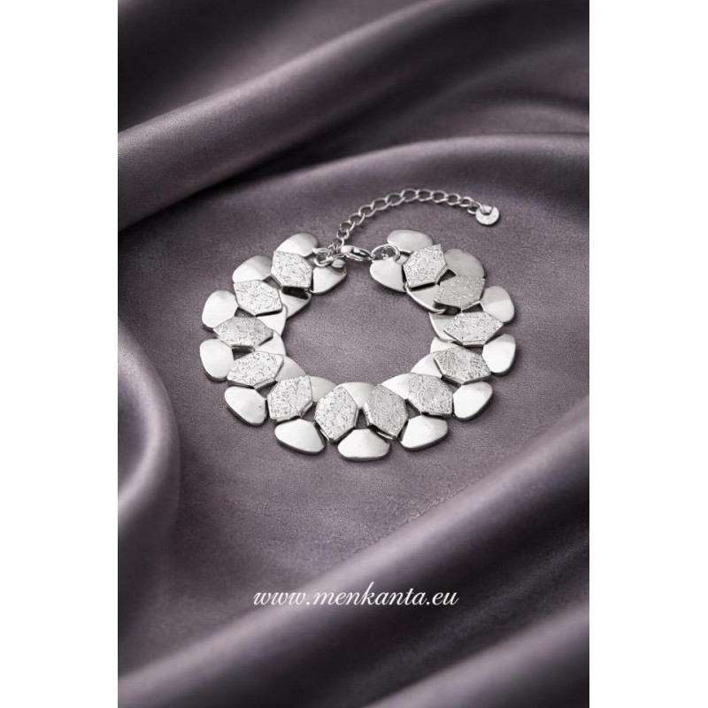 PULSERA BERTA ANCHA PLATEADA ACERO 