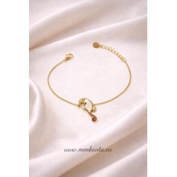 PULSERA CABALLITO DE MAR CON NACAR  ACERO DORADO