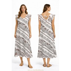 VESTIDO MARRAKESH LAZO ESPALDA VOLANTE MANGA