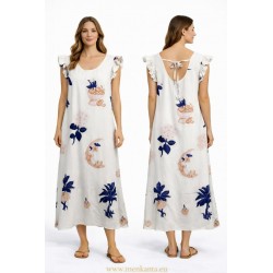 VESTIDO LUNA LAZO ESPALDA VOLANTE EN MANGA